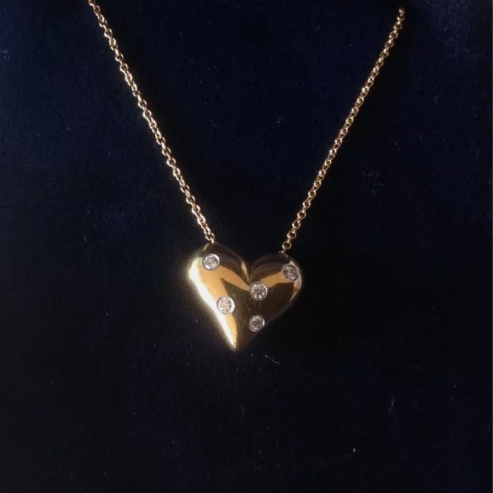 Tiffany & Co Diamond 18K/PT 950Gold Heart Necklace - Picture 5 of 5